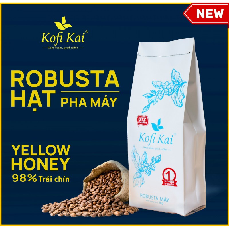 Cà phê hạt nguyên chất Arabica Kofi Kai 1kg